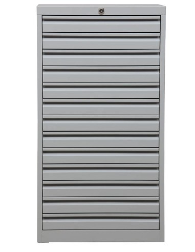 Wolfstahl Schubladenschrank Stahl A3 13 Schubladen lichtgrau 53 x 43 x 98 cm