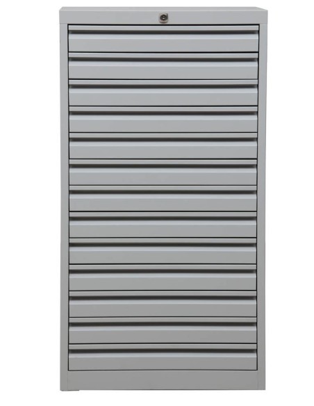 Wolfstahl Schubladenschrank Stahl A3 13 Schubladen lichtgrau 53 x 43 x 98 cm