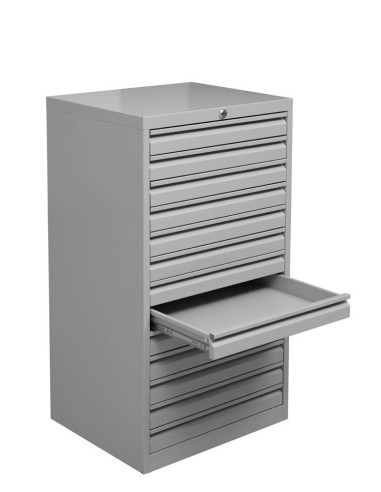 Wolfstahl Schubladenschrank Stahl A3 13 Schubladen lichtgrau 53 x 43 x 98 cm
