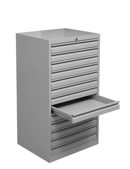 Wolfstahl Schubladenschrank Stahl A3 13 Schubladen lichtgrau 53 x 43 x 98 cm