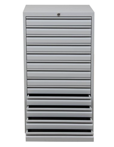 Wolfstahl Schubladenschrank Stahl A3 13 Schubladen lichtgrau 53 x 43 x 98 cm