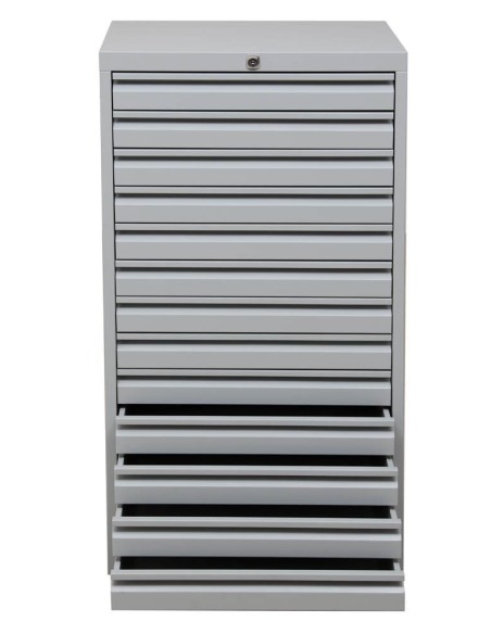 Wolfstahl Schubladenschrank Stahl A3 13 Schubladen lichtgrau 53 x 43 x 98 cm