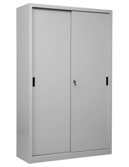 Wolfstahl Schiebetürenschrank Stahl 4 Fachböden lichtgrau 120 x 45 x 195 cm