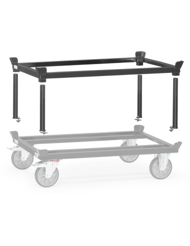 Fetra Aufsetzrahmen für Paletten-Fahrgestelle, Höhe mit Fahrgestell 650 mm ohne 370 mm, LxB 1210x810 mm, Grey Edition