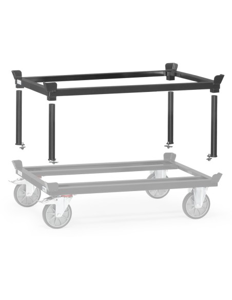 Fetra Aufsetzrahmen für Paletten-Fahrgestelle, Höhe mit Fahrgestell 650 mm ohne 370 mm, LxB 1210x810 mm, Grey Edition