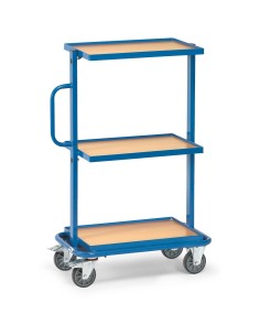 Fetra Beistellwagen mit 3 Holzwerkstoffplatten, Ladefläche 600 x 400 mm