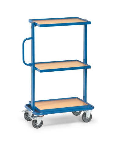 Fetra Beistellwagen mit 3 Holzwerkstoffplatten, Ladefläche 600 x 400 mm