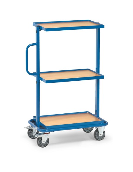 Fetra Beistellwagen mit 3 Holzwerkstoffplatten, Ladefläche 600 x 400 mm