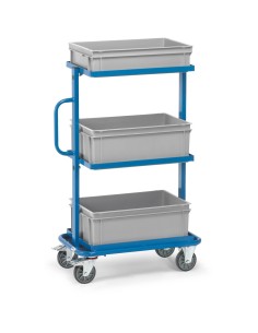 Fetra Beistellwagen mit 3 Kunststoffkästen, Ladefläche 600 x 400 mm