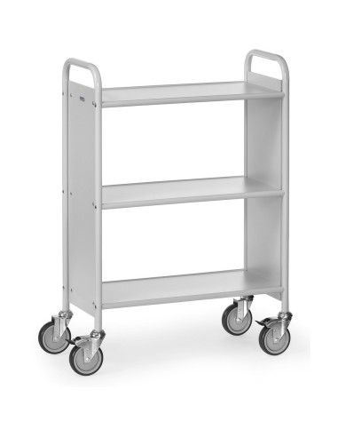 Fetra Bürowagen mit 3 Böden und 2 Seitenwände, Ladefläche 720 x 350 mm, grau