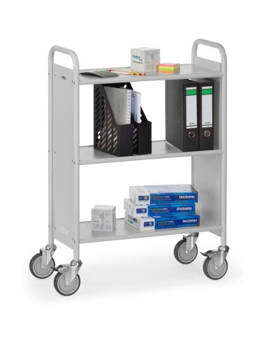 Fetra Bürowagen mit 3 Böden und 2 Seitenwände, Ladefläche 720 x 350 mm, grau