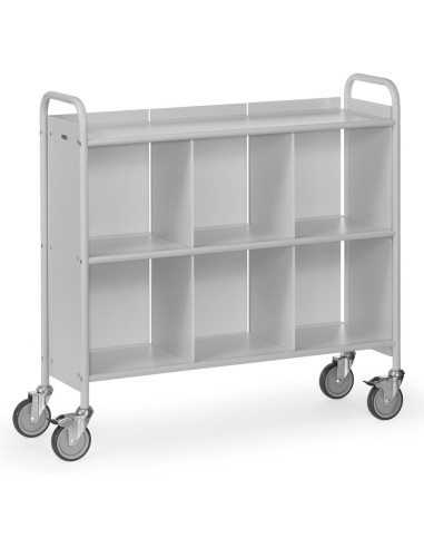 Fetra Bürowagen mit 3 Böden, 1 Rück- und 2 Trennwände, Ladefläche 1080 x 350 mm, grau