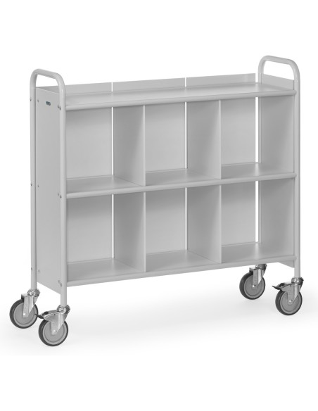 Fetra Bürowagen mit 3 Böden, 1 Rück- und 2 Trennwände, Ladefläche 1080 x 350 mm, grau
