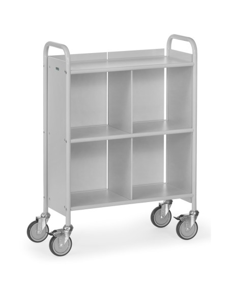 Fetra Bürowagen mit 3 Böden, 1 Trenn- und 1 Rückwand, Ladefläche 720 x 350 mm, grau