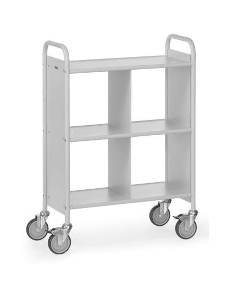 Fetra Bürowagen mit 3 Böden, 1 Trennwand, Ladefläche 720 x 350 mm, grau