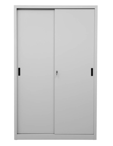 Wolfstahl Schiebetürenschrank Stahl 4 Fachböden lichtgrau 120 x 45 x 195 cm