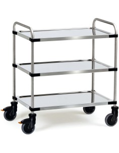 Fetra Edelstahlwagen mit 3 Böden, Ladefläche 800 x 500 mm