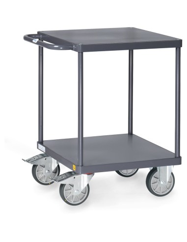 Fetra ESD-Tischwagen quadtratrisch mit 2 Böden, Stahlbl.-Plattformen bündig, 600 x 600 mm