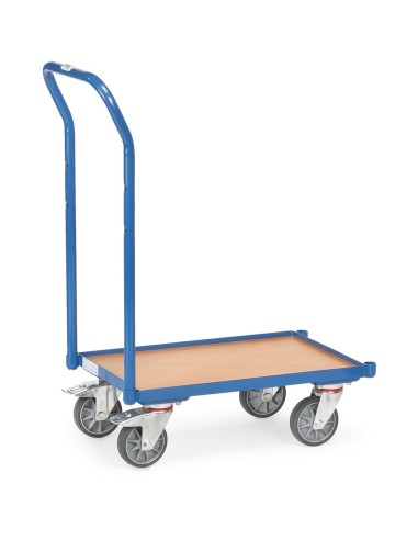 Fetra Eurokastenroller mit Holzplattform, 10mm Rand und Schiebebügel