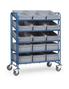 Fetra Eurokasten-Wagen mit 15 Kästen in versch. Höhen, Ladefläche 1240 x 610 mm