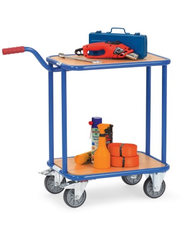 Fetra Griffroller mit 4 Rädern, 2 Holzplattformen, blau