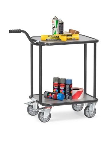 Fetra Griffroller mit 4 Rädern, 2 Holzplattformen, Grey Edition