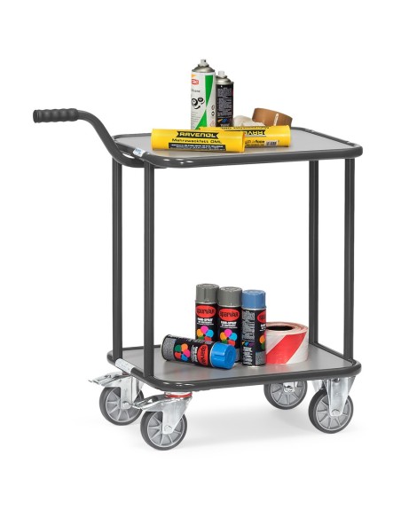 Fetra Griffroller mit 4 Rädern, 2 Holzplattformen, Grey Edition