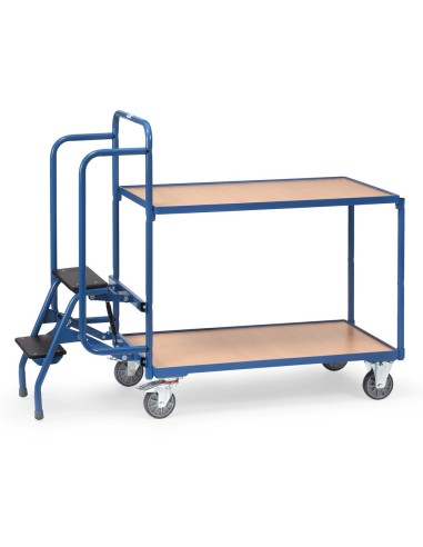 Fetra Kommissionierwagen mit Trittstufen, 2 Ladeflächen, 1000 x 600 mm