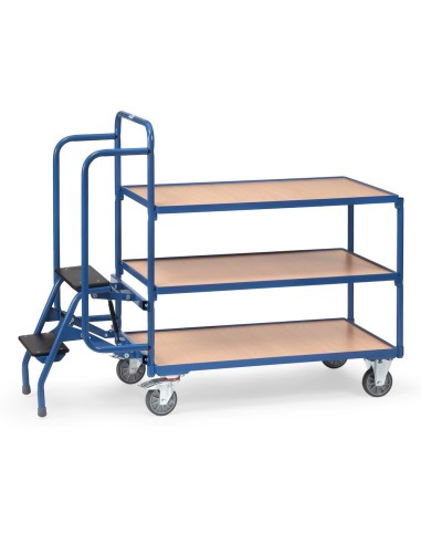 Fetra Kommissionierwagen mit Trittstufen, 3 Ladeflächen,  1000 x 600 mm