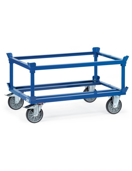 Fetra Paletten-Fahrgestell, 750 kg, 1200 x 800 mm, TPE-Bereifung, blau,
