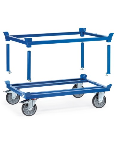 Fetra Paletten-Fahrgestell, 750 kg, 1200 x 800 mm, TPE-Bereifung, blau,