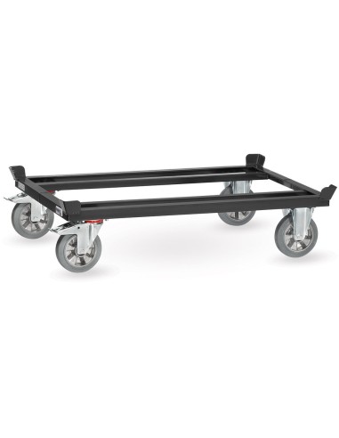 Fetra Paletten-Fahrgestell, Tragkraft 1200 kg, 1210 x 810 mm Elastic-Vollgummiräder, Grey Edition