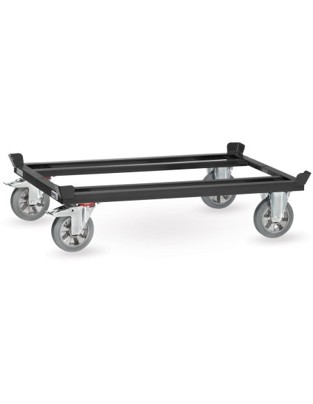 Fetra Paletten-Fahrgestell, Tragkraft 1200 kg, 1210 x 810 mm Elastic-Vollgummiräder, Grey Edition