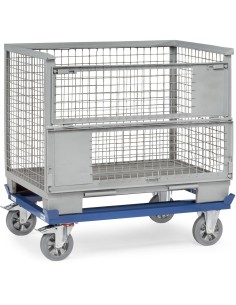 Fetra Paletten-Fahrgestell, Tragkraft 1200 kg, 1210 x 810 mm, Elastic-Vollgummiräder, blau 2