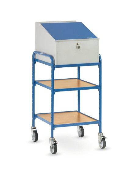 Fetra Rollpult mit 2 Ablageböden und Schreibpult-Aufsatz, Ladefläche 500 x 600 mm