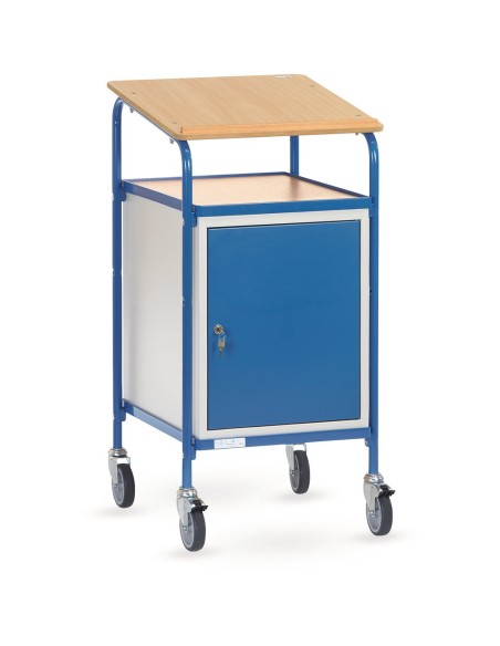 Fetra Rollpult mit Schreibfläche und Stahlschrank, Ladefläche 500 x 600 mm