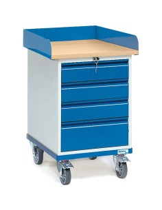 Fetra Rollschrank mit Umrandung und 4 Schubladen, Ladefläche 520 x 625 mm