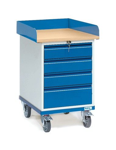Fetra Rollschrank mit Umrandung und 4 Schubladen, Ladefläche 520 x 625 mm