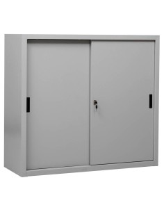 Wolfstahl Schiebetürenschrank Stahl 2 Fachböden lichtgrau 120 x 45 x 109 cm