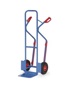 Fetra Stahlrohrkarre, Lufträder, Tragkraft 300 kg, Höhe 1300 mm, Gleitkufen, blau