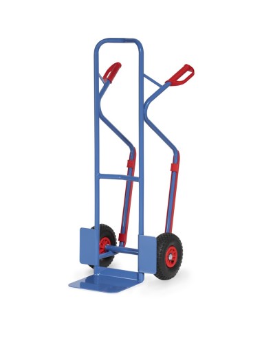Fetra Stahlrohrkarre, Lufträder, Tragkraft 300 kg, Höhe 1300 mm, Gleitkufen, blau