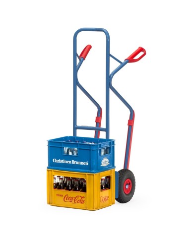 Fetra Stahlrohrkarre, Lufträder, Tragkraft 300 kg, Höhe 1300 mm, Gleitkufen, blau