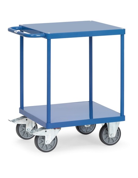 Fetra Tischwagen mit 2 Stahlblech-Plattformen, quadratische Ladefläche, bündig mit Rahmen, Tragkraft 500 kg
