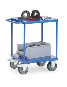 Fetra Tischwagen mit 2 Stahlblech-Plattformen, quadratische Ladefläche, bündig mit Rahmen, Tragkraft 500 kg 2