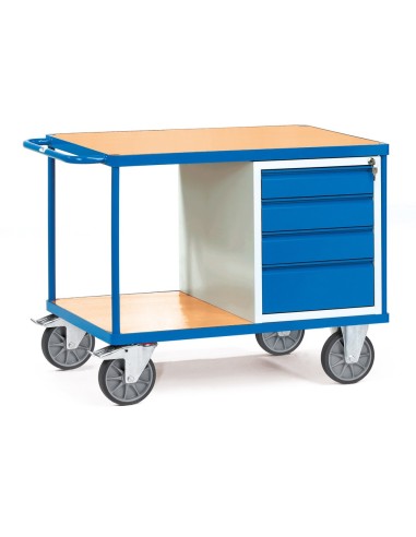 Fetra Tischwagen mit 4 Schubladen und 2 Ladeflächen 1000 x 700 mm