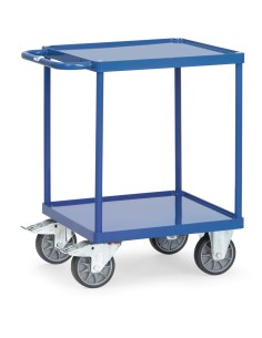 Fetra Tischwagen, quadratische Ladefläche, mit 2 Stahlblech-Wannen mit 10 mm hohem Rand
