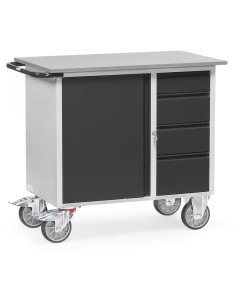 Fetra Werkstattwagen mit 1 Schrank, 4 Schubladen, Grey Edition