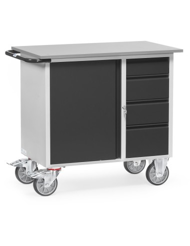 Fetra Werkstattwagen mit 1 Schrank, 4 Schubladen, Grey Edition