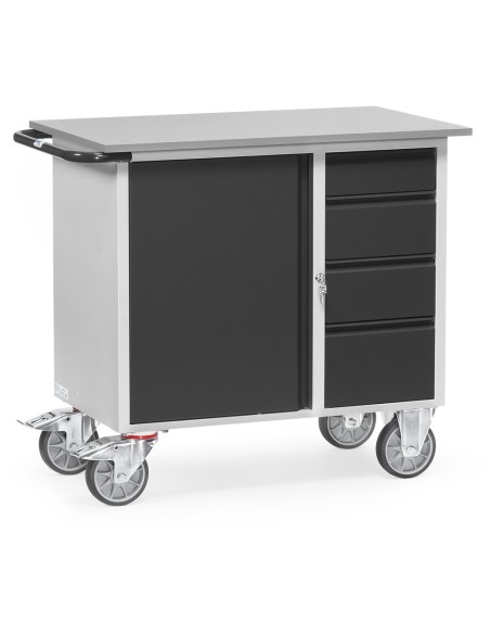 Fetra Werkstattwagen mit 1 Schrank, 4 Schubladen, Grey Edition