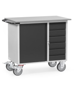 Fetra Werkstattwagen mit 1 Schrank, 6 Schubladen, Grey Edition,
